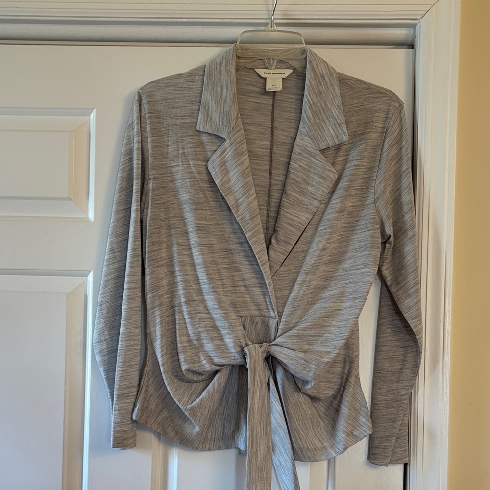 Club Monaco Light Heather Gray Tie-Front Top